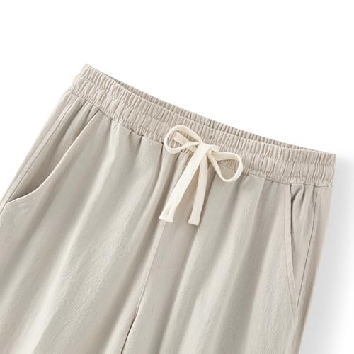 Xiaojmake Men's Cotton Linen Pants Casual Harem Pants Elastic Waist Plain Baggy Beach Boho Yoga Trousers with Pockets 20253