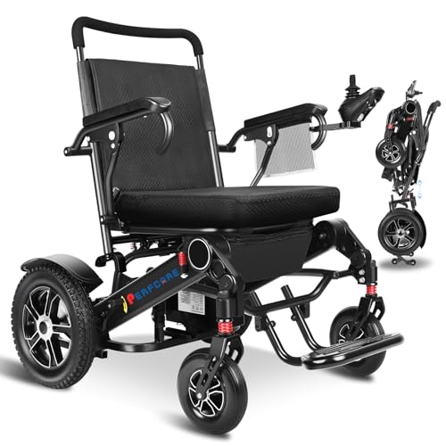 28 Miles Long Travel Electric Wheelchairs for Adults Seniors, PERFCARE 2-in-1 Detachable Foldable Lightweight Electric Wheelchair with Adjustable Backrest for All Terrain Airline Approved (Black)