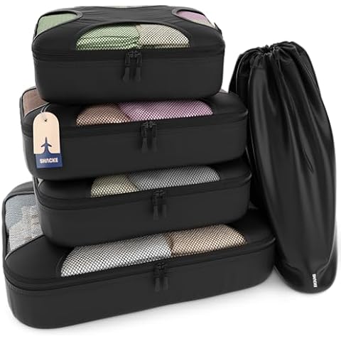 Shacke 5 Set Packing Cubes for Travel Lightweight Luggage Organizer (Black) Cover