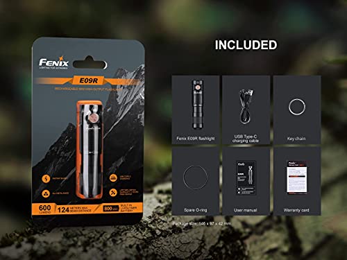 Image of Fenix By LightMen E09R USB-C Rechargeable LED Flashlight - Luminus SST20 - 600 Lumens,Aluminum