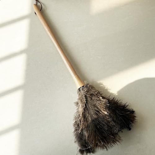 Image of 19.7 Inch Ostrich Feather Duster - Soft Dusting Brush for Home, Office, and Furniture Cleaning (Brown)