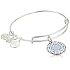 Alex and Ani Connections Expandable Bangle for Women, What Is For You Will Not Pass You Charm, Shiny Silver Finish, 2 to 3.5 in