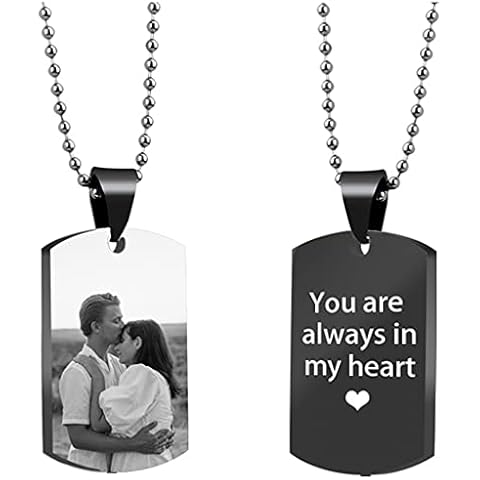 Dinikally Custom Dog Tag Pendant Personalised Engraved Urn Necklace with Photos and Text to Remember The Dead Relatives, Pets (sty1) Cover
