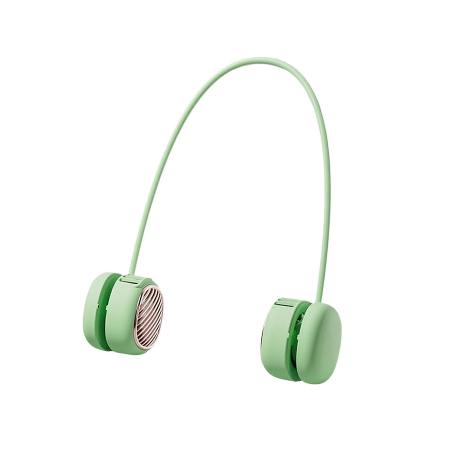 Generico Ventilatore da collo for i viaggi | 5 velocità, silenzioso, flessibile, indossabile, display LED, ricaricabile, portatile(Green)