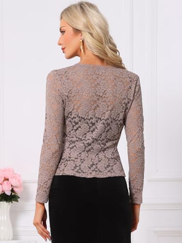 Image of Allegra K Bolero Shrug for Women's Lace Cardigan Tie Front Crop Ruffled Formal Dressy Wedding Shrugs