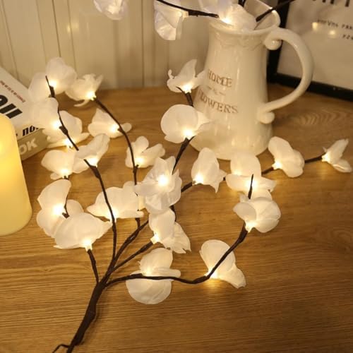 Image of Ulalaza Rose Tree Lighth with 24 LEDs USB Supply Warm Wire Bedside Light with Switch for Home Room Decor