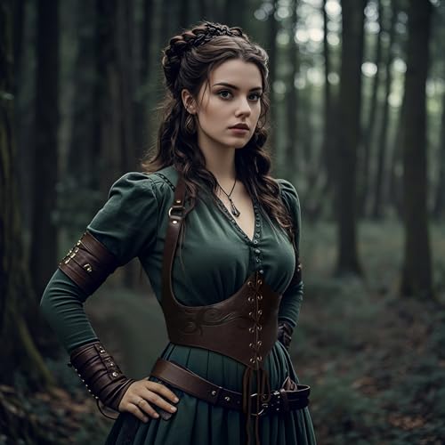 Joukavor Medieval Leather Corset Belt Renaissance Waist Cincher for Women Halloween3