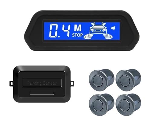 Sensor De Aparcami Kit Sensor Aparcamiento con Radar Marcha Atrás Trasero para Coche Monitor Parktronic 12V Detector 22 Mm Pantalla 4(Grey)