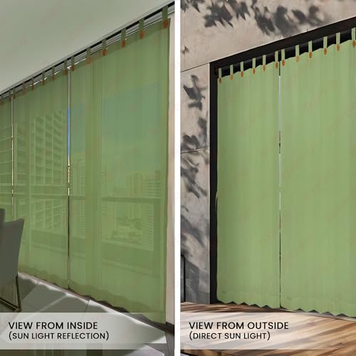 Image of HIPPO 180 GSM HDPE Outdoor Loop Curtain for Balcony & Patio Sun Blocking, UV Protection & Light-Filtering Curtains(Bamboo-Breeze- 4.5FTX7.5FT) Pack of 2