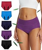 SUNCHIRI Incontinence Underwear for Women, Leak Proof Reusable Washable Full Briefs for Bladder Leak, Postpartum 5 Pack (Multicolor01, Large)