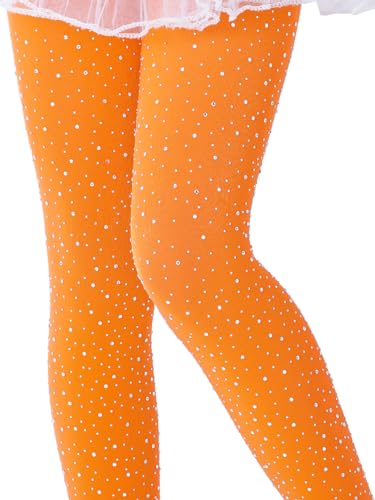 LUCKELF Girls Footless Tights with Sparkle Rhinestone Ballet Dance Tights for School Students Soft Stockings3