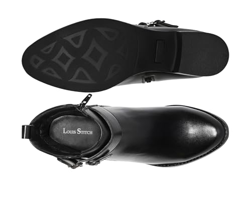 Image of LOUIS STITCH Women's Mid-Top Ankle Boots | Elegant Buckle Chelsea Boots with Zipper| Slip-On Boots for Women | Boot for Casual Outings| LSLD-CLBT