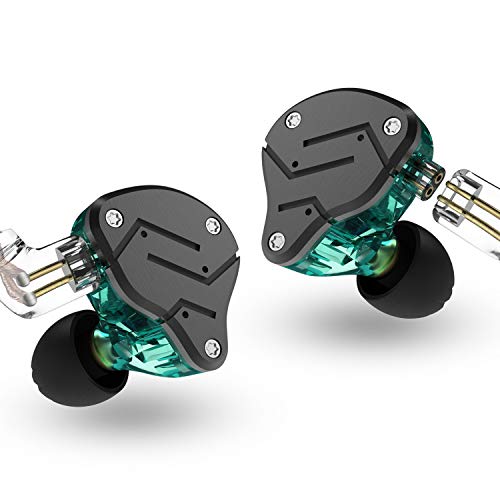 KZ ZSN Headset Hybrid Technology 1BA+1DD HiFi Bass Earbuds in Ear Monitor Sport Noise Cancelling Headphones(No Mic,Cyan)