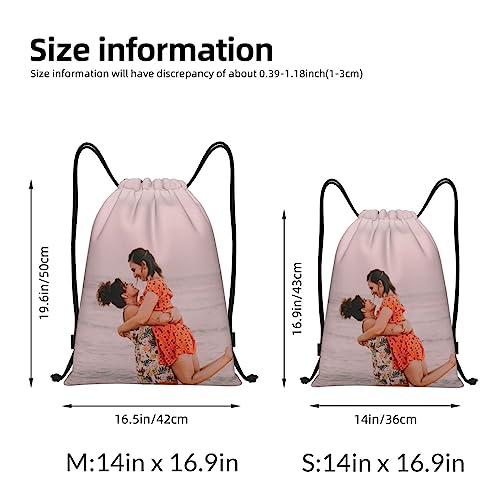 Custom Bulk Drawstring Bags personalized Cinch Sacks Backpack with Logo Pull String Bags Sports Backpack for Beach (Photo and Logo, M)3