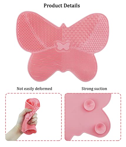 Makeup Brush Cleaner Mat Silicone Makeup Brush Cleaning Scrubber, Wsimily Big Size Portable Makeup Brush Cleaner Pad Washing Tools Cosmetic Brush Cleaner For Makeup Brush Cleaning Pink #TOP1