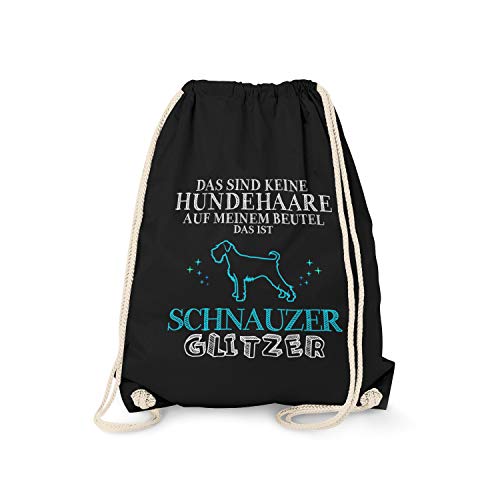 Fashionalarm Turnbeutel - Sin Hundehaare - Schnauzer Glitzer - Fun mochila Sport-Beutel refrán regalo Hunde-Besitzer Zwergschnauzer divertidos, color Negro , tamaño talla única