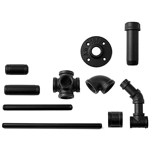 Merjulan 67-Inch Industrial Black Metal Pipe 6-Hook Coat Stand #TOP6