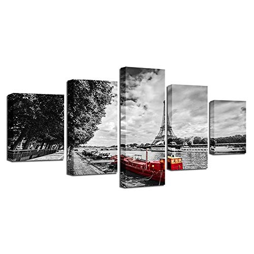 Impression sur toile Tour Eiffel 5 pièces grand format tableau mural salon
