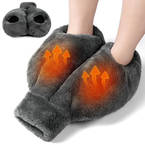 Fußwärmer Ohne Strom,2L Wärmflasche Füße,Weiches und Warmes Foot Warmer,2 in 1 Fußwärmflasche für Damen/Herren/Erwachsene,Fuß Wärmflasche...
