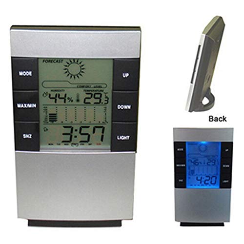 Preisvergleich Produktbild Pandiki LED-Hintergrundbeleuchtung Wetterstation Digital Wireless Thermometer Hygrometer In / Outdoor Uhr Temperatur- und Feuchtigkeitsmessgerät