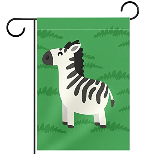 Drapeau de jardin vert zèbre anti-décoloration double face en tissu polyester