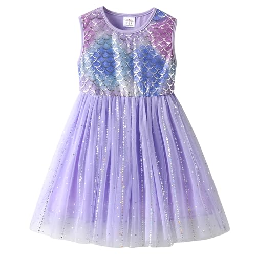 VIKITA Girls Dresses Summer Short Sleeve Toddler Girls Clothes Party Tulle Dresses for 3-12 Years Kids