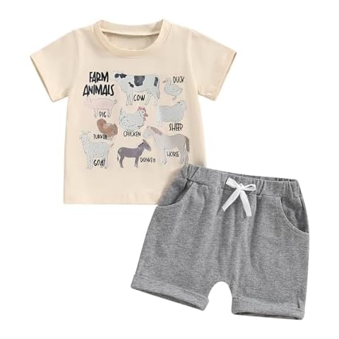 WZTYYDS Toddler Boys Summer Outfits Animal Print Short Sleeve T-Shirt and Elastic Shorts for 2 Piece Vacation Clothes Set Cover
