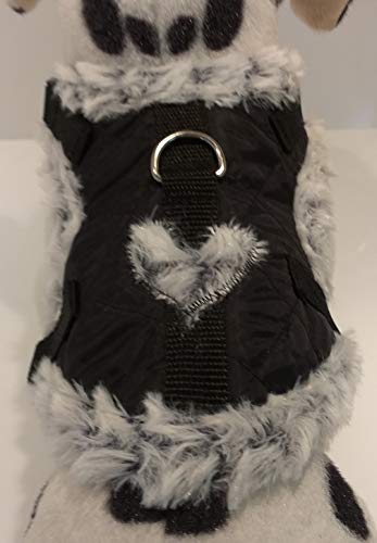 Masi Dogsdesign XS S M Softgeschirr Brustgeschirr Wintergeschirr Plüsch schwarz grau Herz Stepp Winter warm gefüttert Hunde Chihuahua Hundegeschirr verstellbar Welpen (XS) Cover
