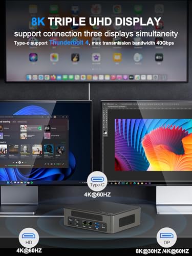 Image of HISTTON Mini Computer Windows 11 Pro, 13th Gen Mini PC, Intel Core i5-1340P, 32GB RAM 1TB NVME SSD, 4K Triple Display, WiFi6, BT5.2, USB3.0, TPM2.0, Wake on LAN, Auto Power On, Mini Desktop PC
