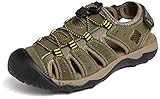  Sandalias Hombres Verano Cuero Al Aire Libre Zapatillas de Casuales Transpirable PU Cerrada Playa Zapatos