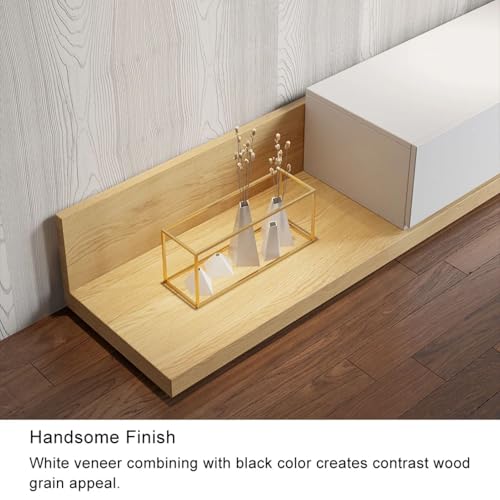 homary Wood Extendable TV Stand Rectangle Entertainment Center with 3-Drawer & Shelf Media TV Console for Living Room Bedroom (White & Natural) - Image 6