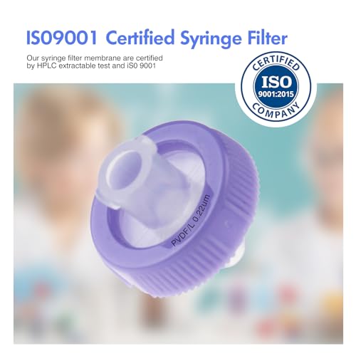 Image of Syringe Filters PVDF Hydrophilic Filtration 0.22um 13mm Membrane Diameter Lab PVDF Membrane Disc Non-Sterile by Labfil, Pack of 100