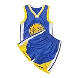 Camiseta de Baloncesto Niños Traje de Ropa Deportiva, Juego de Camiseta sin Mangas y Pantalones para Pequeños Baloncesto 30# para Niños (Blue)