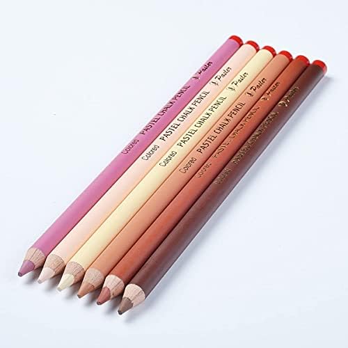 Pasler® Pastel Chalk Pencil set, 6 skin tone colors, Soft Core, Professional Colored Pastel Pencils for Artist Drawing, Sketching - 6 Piece Portrait Set