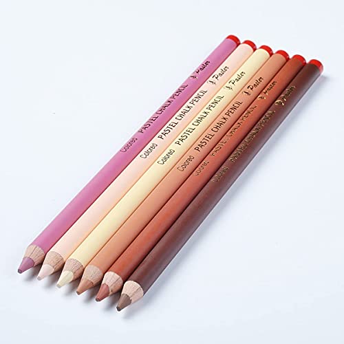 Pasler® Pastel Chalk Pencil Set, 6 Skin Tone Colors, Soft Core, Professional Colored Charcoal Pencils For Artist Drawing, Sketching - 6 Piece Portrait Set #TOP4
