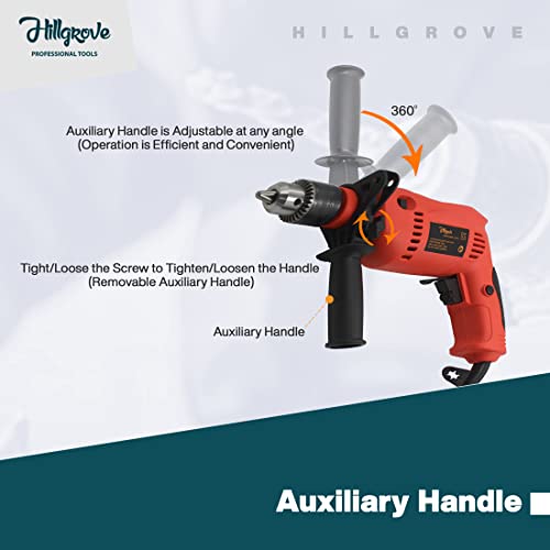 Image of Hillgrove HGCM1011M3 700W Power Drill Machine with 9Pcs All Type Drill Bits for Making Holes in Metal /Wood /Concrete with Reverse Rotation and Variable Speed Pistol Grip Drill (13 mm Chuck Size)
