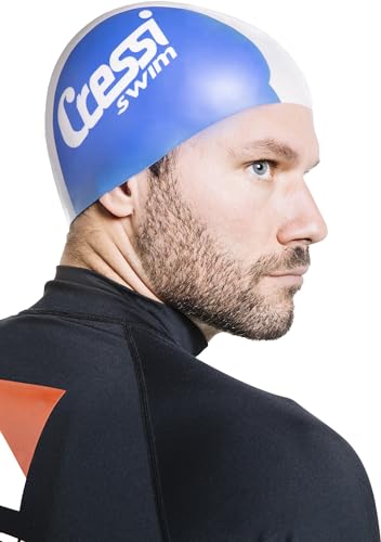 Cressi Bi-Color Silicone Cap, Blue/White