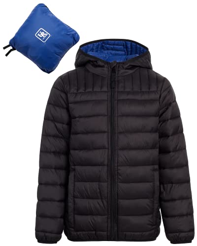 URBAN REPUBLIC Boys’ Puffer Jacket - Insulated Water Resistant Winter Bubble Coat for Boys with Packable Hood (Sizes: 4-20)
