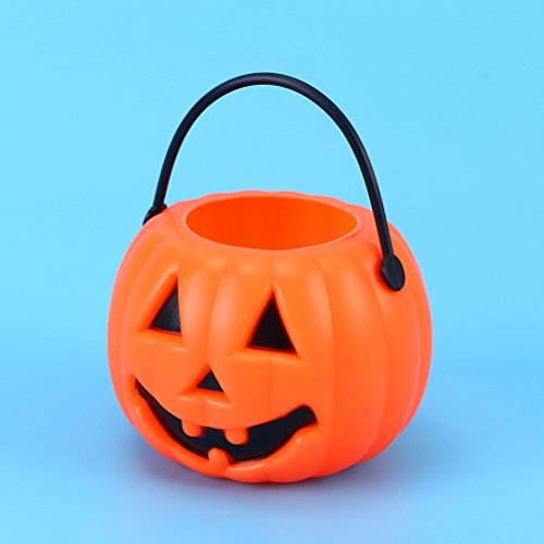 LUOEM 10pcs Halloween Pumpkin Candy Bucket Portable Pumpkin Bucket Children Trick or Treat Bags for Party Favors 3.4 x 2.6 x 2.2 Inch (Orange) - Thumbnail 3