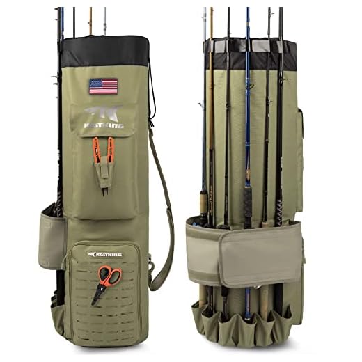KastKing Karryall Fishing Rod Bag, Water-resistant Rod Case Holds 6 Rods & Reels,Foldable Fishing Bag Accommodate Fishing Gear and Equipment,Fishing Gifts for Men,Khaki
