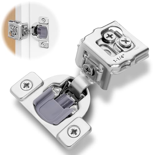 Decobasics 50 Pack Soft Close Cabinet Hinges 1-1/4 Overlay for Kitchen Cabinet Doors Slow Self-Closing Concealed Hidden Hinges for Face Frame Stainless Steel 3-Way Adjustable & Quiet Close Damper