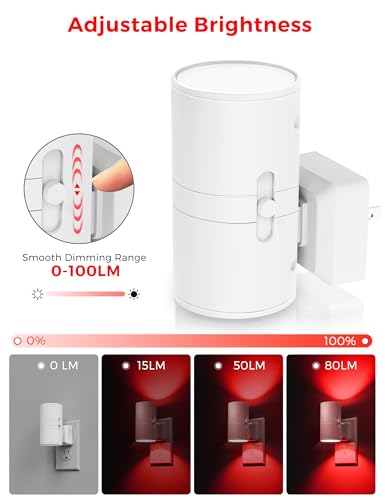 Image of L LOHAS LED Night Light, Red Night Lights Plug into Wall, LED Nightlights, Light Sensor, Steep Aid Red, Dimmable Nightlight for Christmas, Holiday Decor, Party, Hallway, Bedroom, 2 Pack