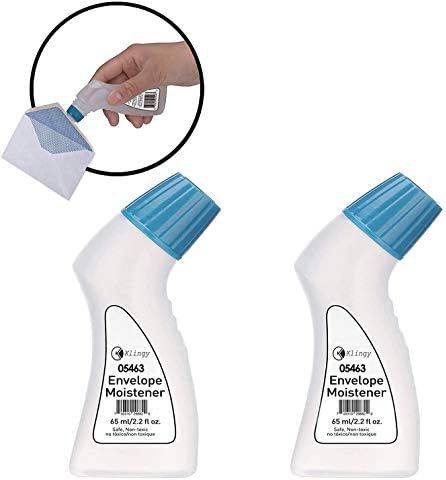 Envelope Moistener with Adhesive – Clog Free, Fast-Drying, Quickly Seals Envelopes, Non-Toxic - 2.20 fl oz – Each Bottle Securely Seals Up to 1500 Envelopes (2 Pack)