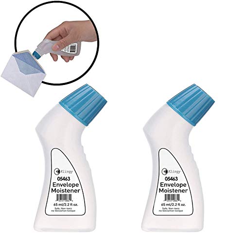 Envelope Moistener with Adhesive – Clog Free, Fast-Drying, Quickly Seals Envelopes, Non-Toxic - 2.20 fl oz – Each Bottle Securely Seals Up to 1500 Envelopes (2 Pack)