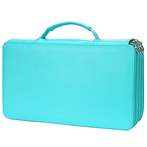 Image of Vomgomfom 300 Slots Marker Case 4-Layer PU Leather, Handle, Solid Green