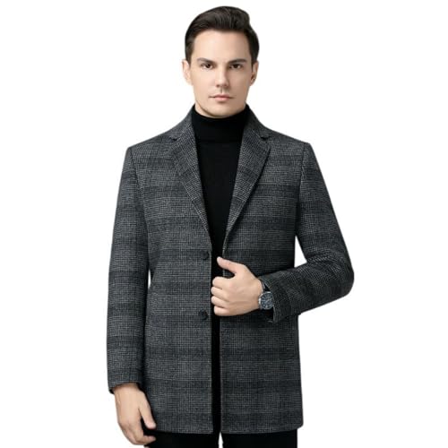 Chaqueta de lana de doble cara a cuadros de longitud media abrigo hombre invierno