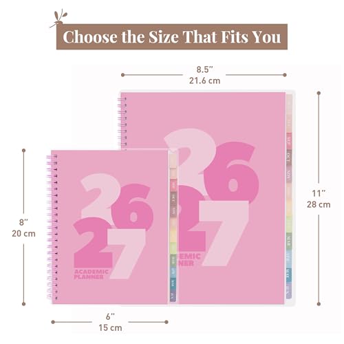Rileys Academic Planner 2026-2027, Daily, Weekly & Monthly Planner, July 2026 - June 2027, Student Notes Pages, Twin-Wire Binding, Weekly Agenda for School & Work (8 x 6-Inches, Chunky, Pink) - Image 6