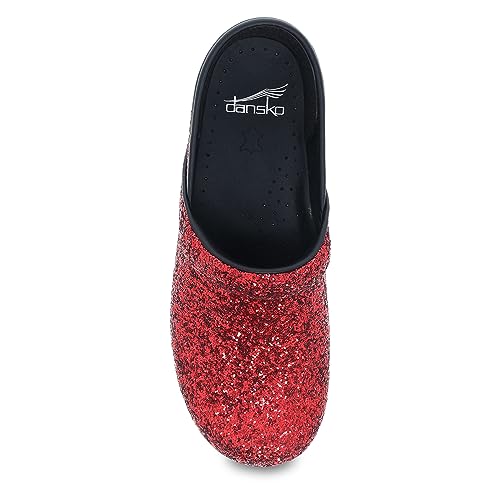 Image of Dansko Professional Glitter Slip-On Clogs for Women - Rocker Sole and Arch Support for Comfort - Shiny and Stylish Glitter Uppers