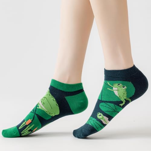 Image of 2 Pairs Funny Cartoon Animal Print Cotton Ankle Socks for Women Teens