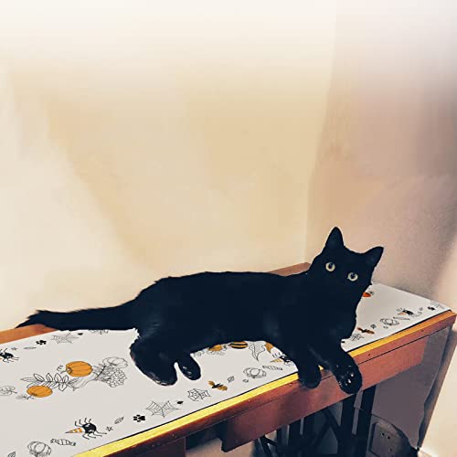 Whomeaf Halloween Black Cat Table Runner Jack-O-Lantern Fall Orange Pumpkin Burlap Autumn Seasonal Table Runners Kitchen Dining Table Center Decor For Home Party Fireplace In/Outdoor(13X72 In) #TOP4